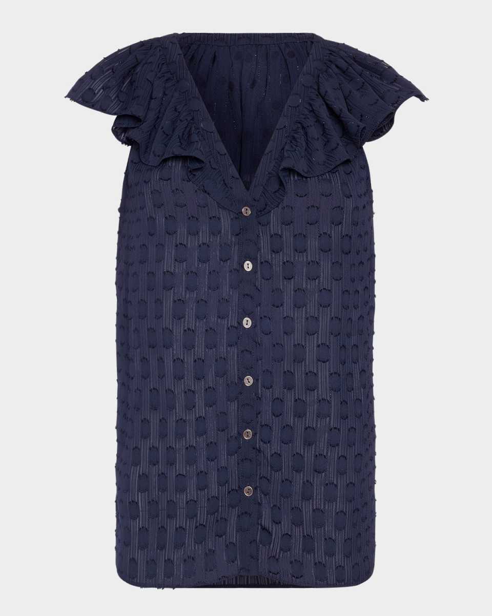 Silvia Dot Ruffle-Trim Top